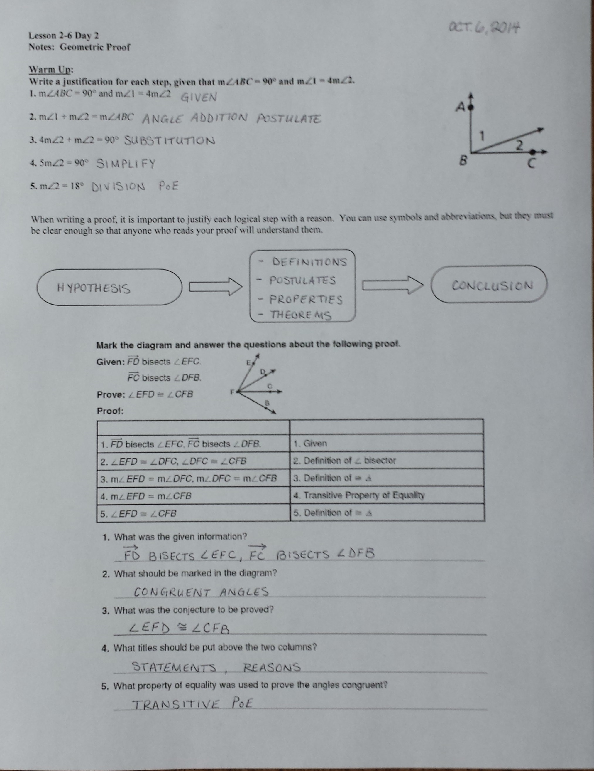 Mrs. Garnet - Mrs. Garnet at PVPHS Intended For Geometric Proofs Worksheet With Answers