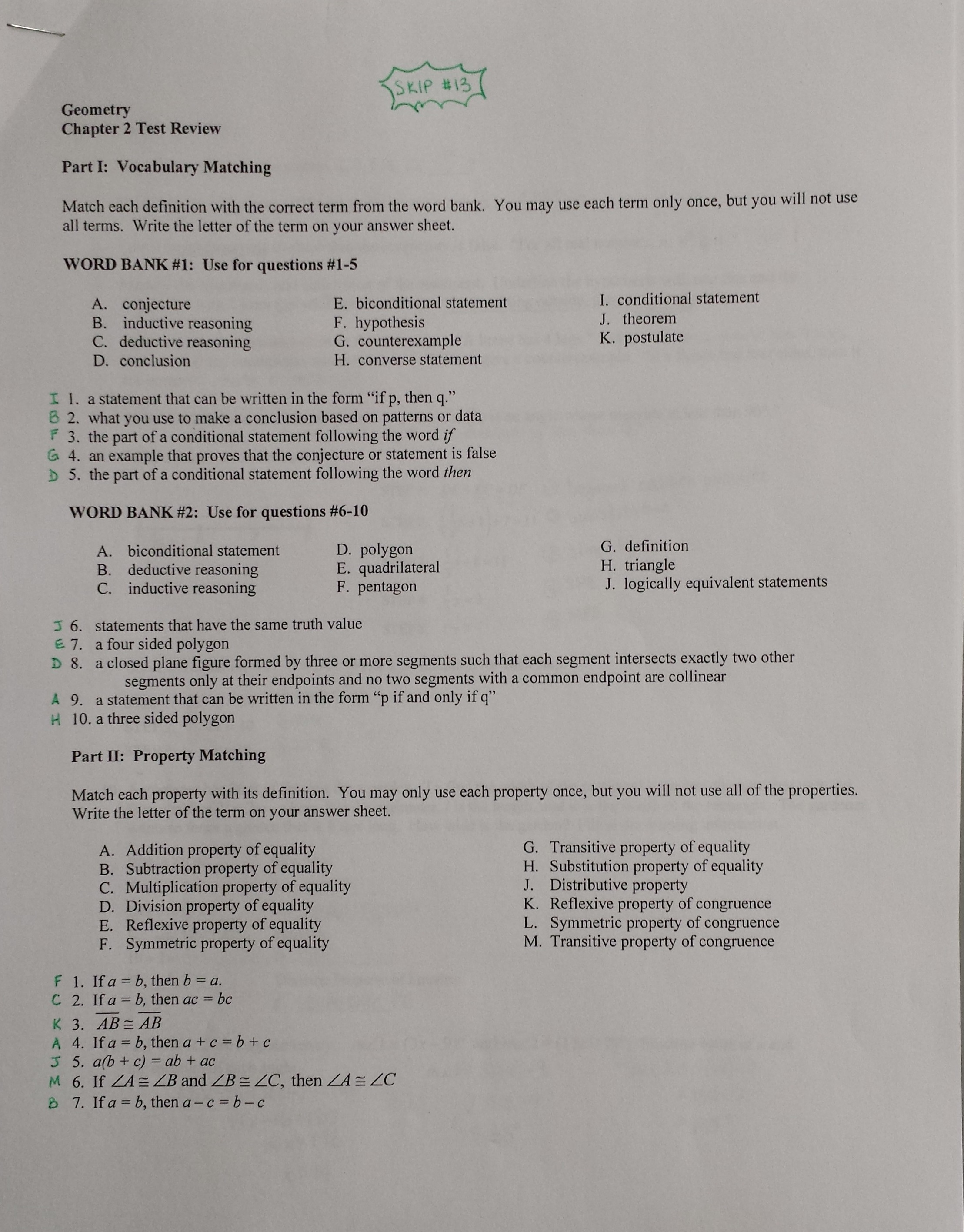 Geometry Chapter 11 Test Form 2c Answer Key